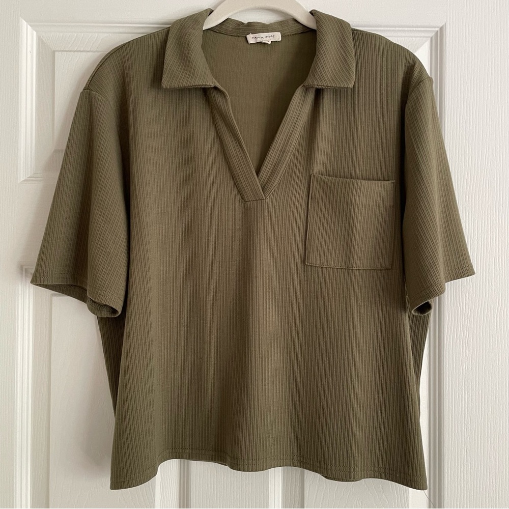 Piper & Scoot collared jersey knit top